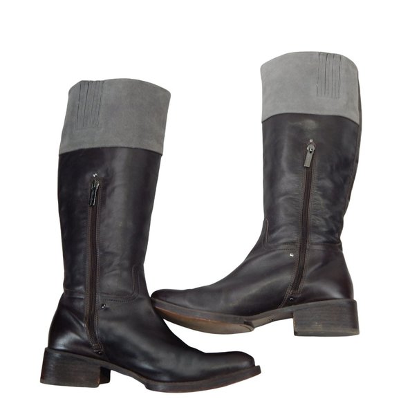 Kenneth Cole Women's Brown & Gray Leather Knee High Riding Boots Size 8.5 M - Picture 6 of 13